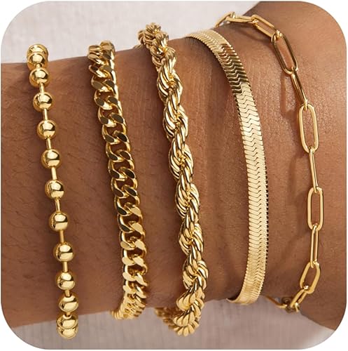 Gold Bracelets for Women,Dainty Bracelets Set for Women