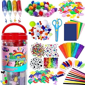 Craft Kit with Glitter Glue Stick,DIY School Supplies Kit,