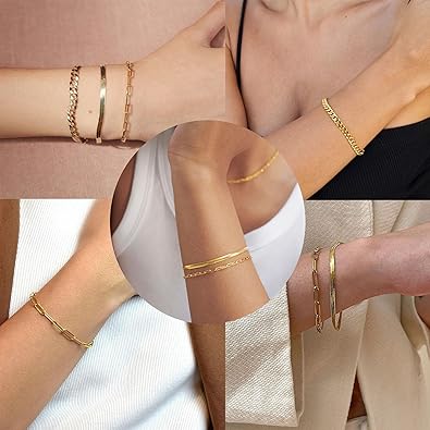 Gold Bracelets for Women,Dainty Bracelets Set for Women
