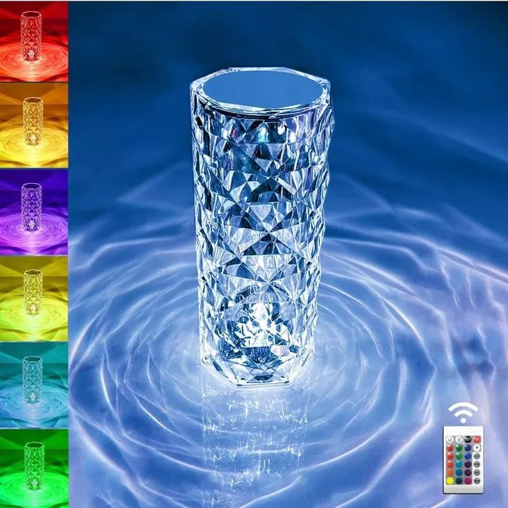16 Colors Diamond Rose Crystal Touch Lamp Bedside Acrylic Usb Rechargeable Table Lamp – With Remote