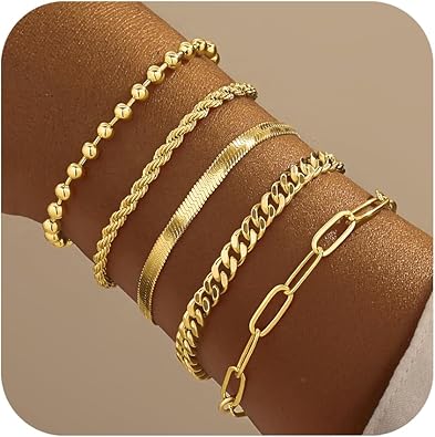 Gold Bracelets for Women,Dainty Bracelets Set for Women